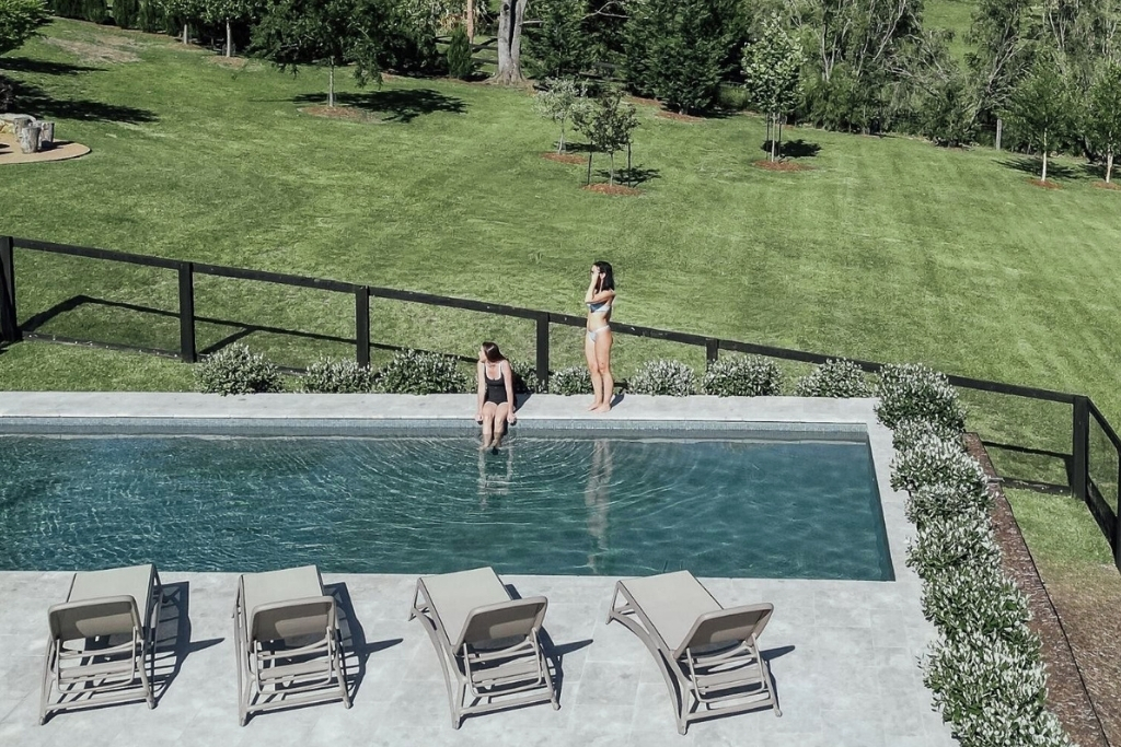 The huge heated pool at Hillgate, perfect for group getaways